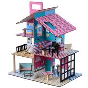 Domki dla lalek - Olivia's Little World 360 Dzieci Drewniany Domek dla Lalek 3,5" Lalki i 12 Akcesoriów Multi TD-13260C - miniaturka - grafika 1