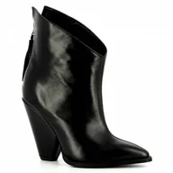 Botki damskie - Czarne botki damskie na słupku CARINII - Carinii - miniaturka - grafika 1