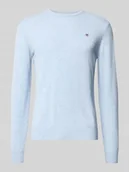 Swetry męskie - Sweter z dzianiny z czystej wełny jagnięcej z prążkowanymi wykończeniami - miniaturka - grafika 1