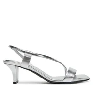 Sandały damskie - Sandały Calvin Klein Heel Sandal 50 Squared Metallic HW0HW02560 Srebrny - miniaturka - grafika 1