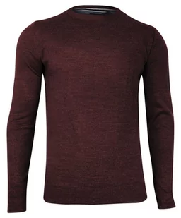 Sweter, Bordowy, Burgundowy, Męski -BRAVE SOUL- Okrągły Dekolt, Jednokolorowy, - Brave Soul - Swetry męskie - miniaturka - grafika 1