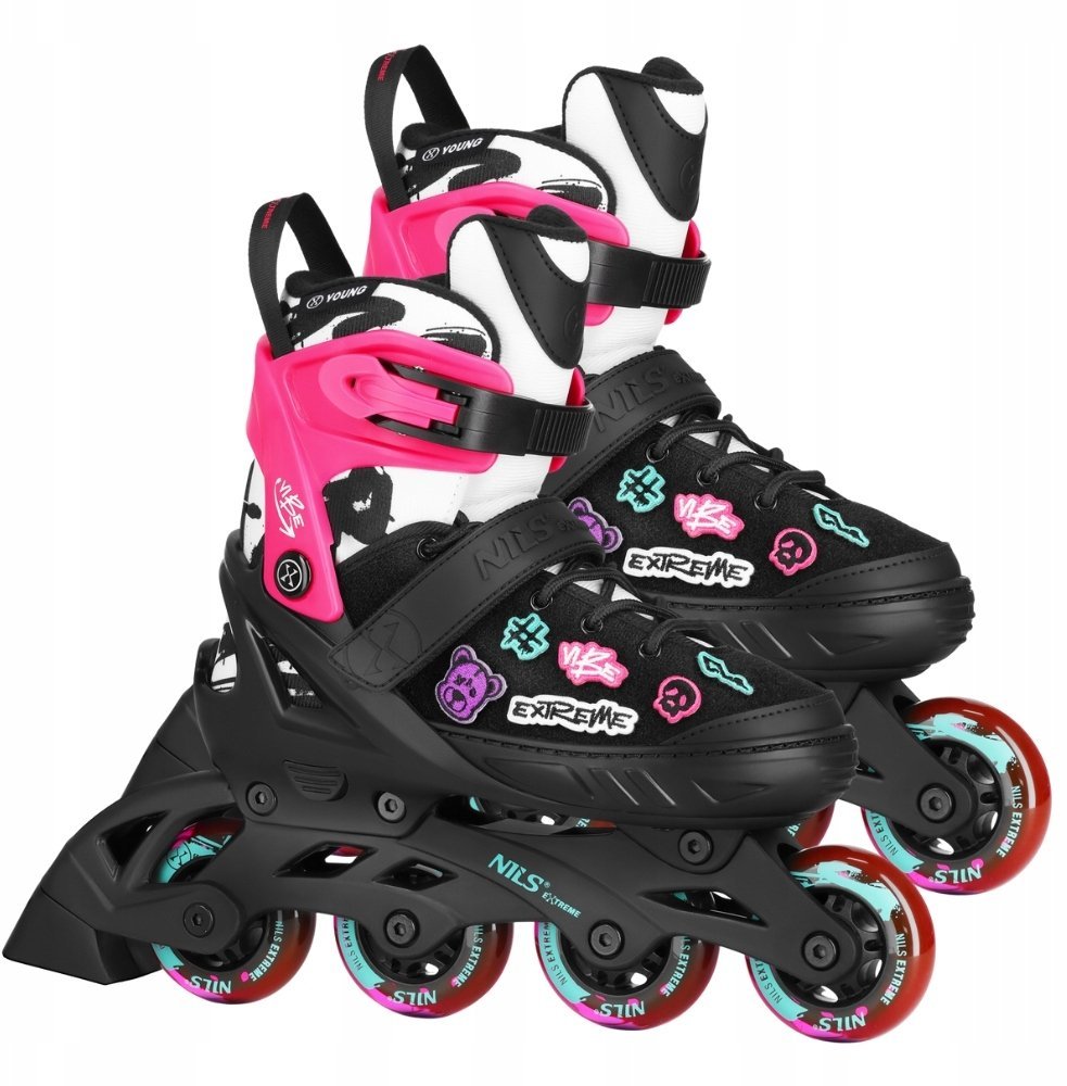 NA2053A ŁYŻWOROLKI VIBE RÓŻOWE ROZM. M37-40 NILS EXTREME