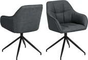 Krzesła - Krzesło do jadalni Brenda z podłokietnikami, obrotowe, szare. - miniaturka - grafika 1