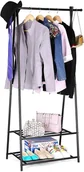 Wieszaki i stojaki - Wieszak na ubrania z półkami czarna LOFT - miniaturka - grafika 1