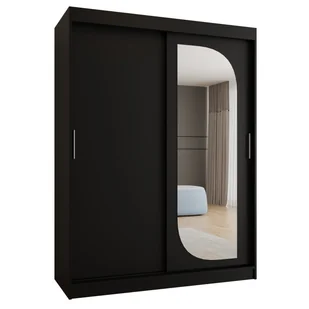 Szafa przesuwna garderoba z lustrem i półkami LUCY 150 artisan, biały, czarny, kaszmir, sonoma - Szafy - miniaturka - grafika 1