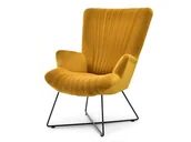 Fotele - Nowoczesny Fotel Z Przeszywanym Pionowo Siedziskiem Nell Miodowy - miniaturka - grafika 1