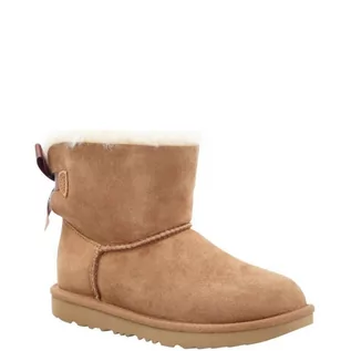 Buty dla dziewczynek - UGG Ocieplane śniegowce K MINI BAILEY BOW II | z dodatkiem skóry - grafika 1