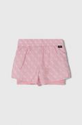 Spodnie i spodenki dla dziewczynek - Guess szorty dziecięce kolor różowy wzorzyste - miniaturka - grafika 1