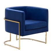 Fotele - Beliani Fotel welurowy niebieski SIRKKA - miniaturka - grafika 1
