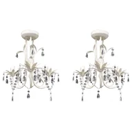 Lampy sufitowe - vidaXL Żyrandole z kryształkami, 2 szt., eleganckie, białe - miniaturka - grafika 1