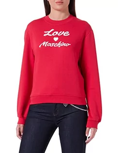 Bluzy damskie - Love Moschino Damska bluza o regularnym kroju z nadrukiem Cursive Brand Print, czerwony, 38 - grafika 1