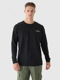 Męski longsleeve z nadrukiem 4F 4FRAW24TLONM502 - czarny - Koszulki sportowe męskie - miniaturka - grafika 1