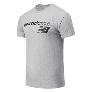 Koszulki sportowe męskie - Męska Koszulka z krótkim rękawem NEW BALANCE NB CLASSIC CORE LOGO TEE NBMT03905AG – Szary - grafika 1
