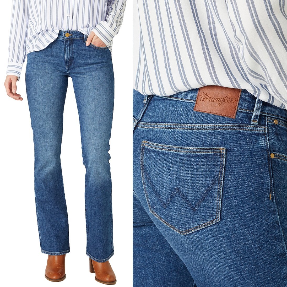 Wrangler BOOTCUT Airblue rozszerzane damskie spodnie jeansowe W26 L32