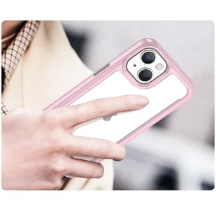 Outer Space Case etui iPhone 14 sztywny pokrowiec z żelową ramką różowy - Etui i futerały do telefonów - miniaturka - grafika 5