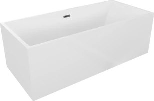 Mexen Vigo wanna wolnostojąca 178,5 x 80 cm, biała, przelew gun gray szczotkowany - 51251788000-66 - Wanny - miniaturka - grafika 1