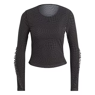 Koszulki i topy damskie - adidas Koszulka damska (Long Sleeve) Yga St AOP Ls, czarna, HR5076, L - grafika 1