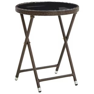 vidaXL Lumarko Stolik herbaciany, brązowy, 60 cm, rattan PE i szkło hartowane! 310560 - Stoły ogrodowe - miniaturka - grafika 1