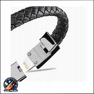 Kable USB - Bransoletka USB ze skóry PU z funkcją szybkiego ładowania USB-iPhone 20cm - miniaturka - grafika 1