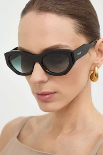 Okulary przeciwsłoneczne - Chloé okulary przeciwsłoneczne damskie kolor czarny CH0220S - Chloe - grafika 1