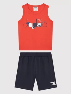 Bluzy dla chłopców - Diadora Komplet bluzka i szorty sportowe Set Kick 102.178268 Czerwony Regular Fit - grafika 1