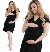 Piżamy ciążowe - Formommy Koszula Ciążowa Karmienia Falbanka Czarna S - miniaturka - grafika 1