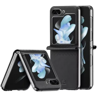 Etui Samsung Galaxy Z Flip 5 5G skórzane z klapką portfel pokrowiec na tył Dux Ducis Bril czarne - Etui i futerały do telefonów - miniaturka - grafika 3