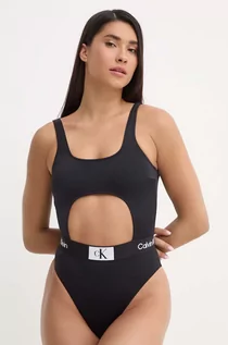 Stroje kąpielowe - Calvin Klein jednoczęściowy strój kąpielowy kolor czarny lekko usztywniona miseczka KW0KW02357 - grafika 1