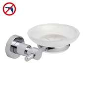 Mydelniczki i dozowniki mydła - tesa TESA Loxx mydelniczka (bez wiercenia, chromowany, szkło satynowane osłona (zdejmowane), roztwór w zestawie, 50 MM X 140 MM X 112 MM) - miniaturka - grafika 1