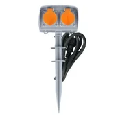 Przedłużacze i rozgałęźniki - Słupek ogrodowy elektryczny 2 gniazda IP44 1,5 m - miniaturka - grafika 1