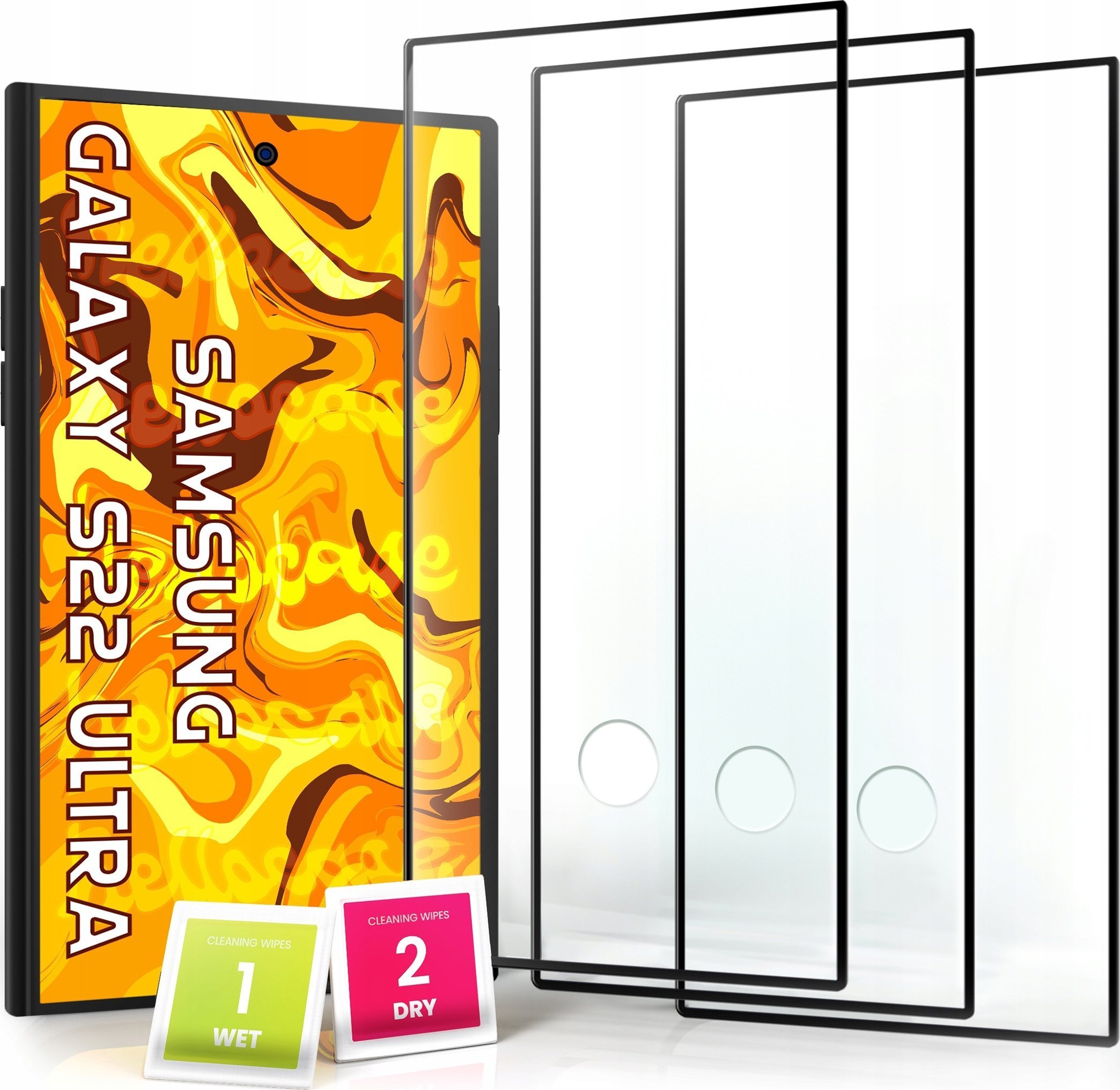 Hello Case 3-PAK Szkło Hartowane do Samsung S22 ULTRA na cały ekran, 9H