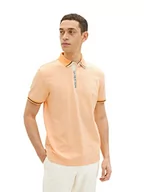 Koszulki męskie - TOM TAILOR Męska koszulka polo, 31503 - pomarańczowy Vintage Beige Twotone, L - miniaturka - grafika 1