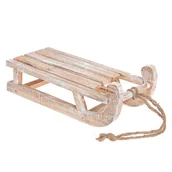 Ozdoby bożonarodzeniowe - Sanki dekoracyjne drewniane bielone 30 cm - miniaturka - grafika 1