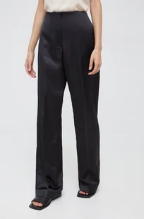 Calvin Klein spodnie damskie kolor czarny dzwony high waist - Spodnie damskie - miniaturka - grafika 1