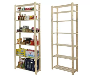 Regał Na Książki Drewniany B28R 220X80X28 7 Półek Naturalny Surowy Drewno Sosnowe Naturalny B28R_220X080X28_N0F1 / Wamar-Sosenka - Regały - miniaturka - grafika 1