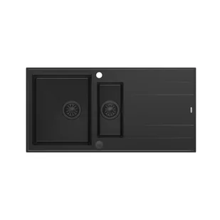 QUADRON Zlewozmywak EVAN 156 czarny, elementy czarne, k.pneum. HQE510050U7_BLM_P2O0 - Zlewozmywaki - miniaturka - grafika 1