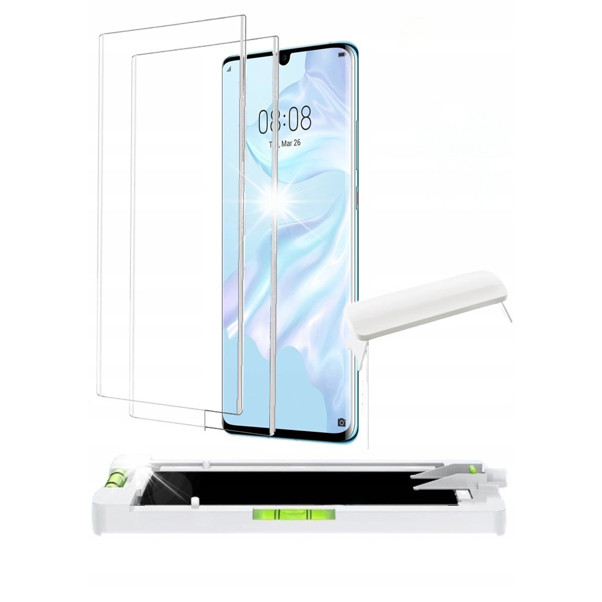Szkło hartowane UV do Huawei P30 Pro, szybka do etui, 2 sztuki, aplikator