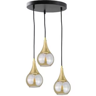 Keter Lighting Lacrima lampa wisząca 3x60W czarny/złoty/szkło miodowe 2145 - Lampy sufitowe - miniaturka - grafika 1