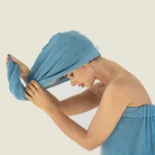 Okrycia kąpielowe dla dzieci - Turban Sauna 70x31 niebieski - miniaturka - grafika 1