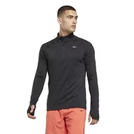 Koszulki męskie - Reebok Męskie topy do biegania czwarte zamka, czarne, XXL - miniaturka - grafika 1