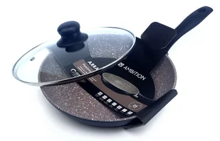PATELNIA AMBITION ARRAS KAMIENNA 24CM + POKRYWKA ŻAROODPORNA - Patelnie - miniaturka - grafika 1