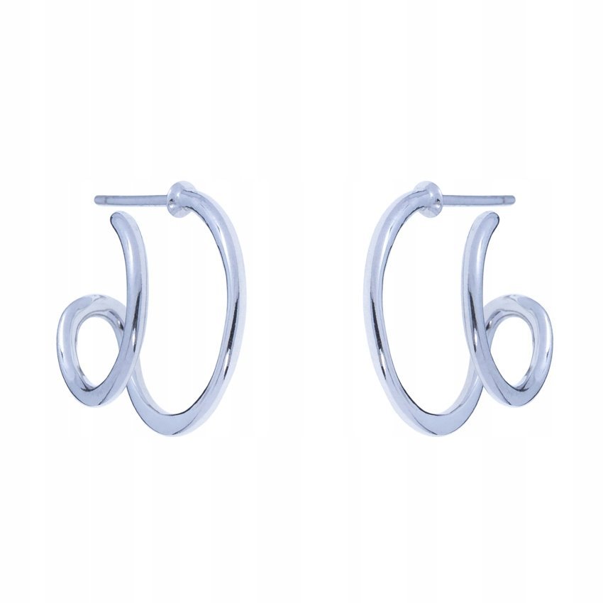 Srebrne Kolczyki Sztyfty Podwójne Półkola Pr. 925