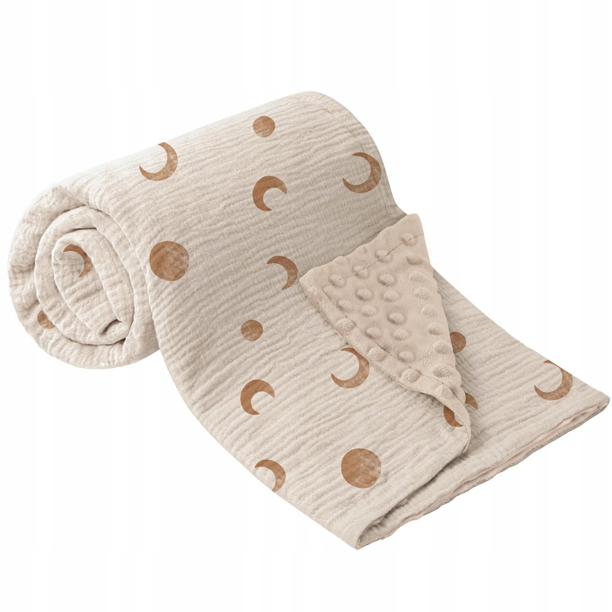 BEARMOSS Kocyk Bawełniany Dla Niemowląt 70x100cm Brązowy Księżyc