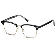 Okulary korekcyjne, oprawki, szkła - Oprawki korekcyjne zerówki okulary półramki 886 czarno-złote - miniaturka - grafika 1