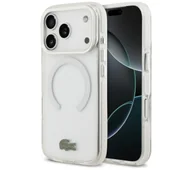 Etui i futerały do telefonów - Lacoste Shockproof Transparent Frosted MagSafe do iPhone 17 Pro Biały - miniaturka - grafika 1