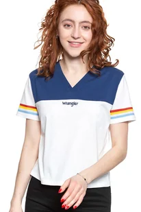 WRANGLER T SHIRT DAMSKI CUT N SEW V TEE OFF WHITE W7P0GH737 112132020 - Wrangler - Koszulki i topy damskie - miniaturka - grafika 1
