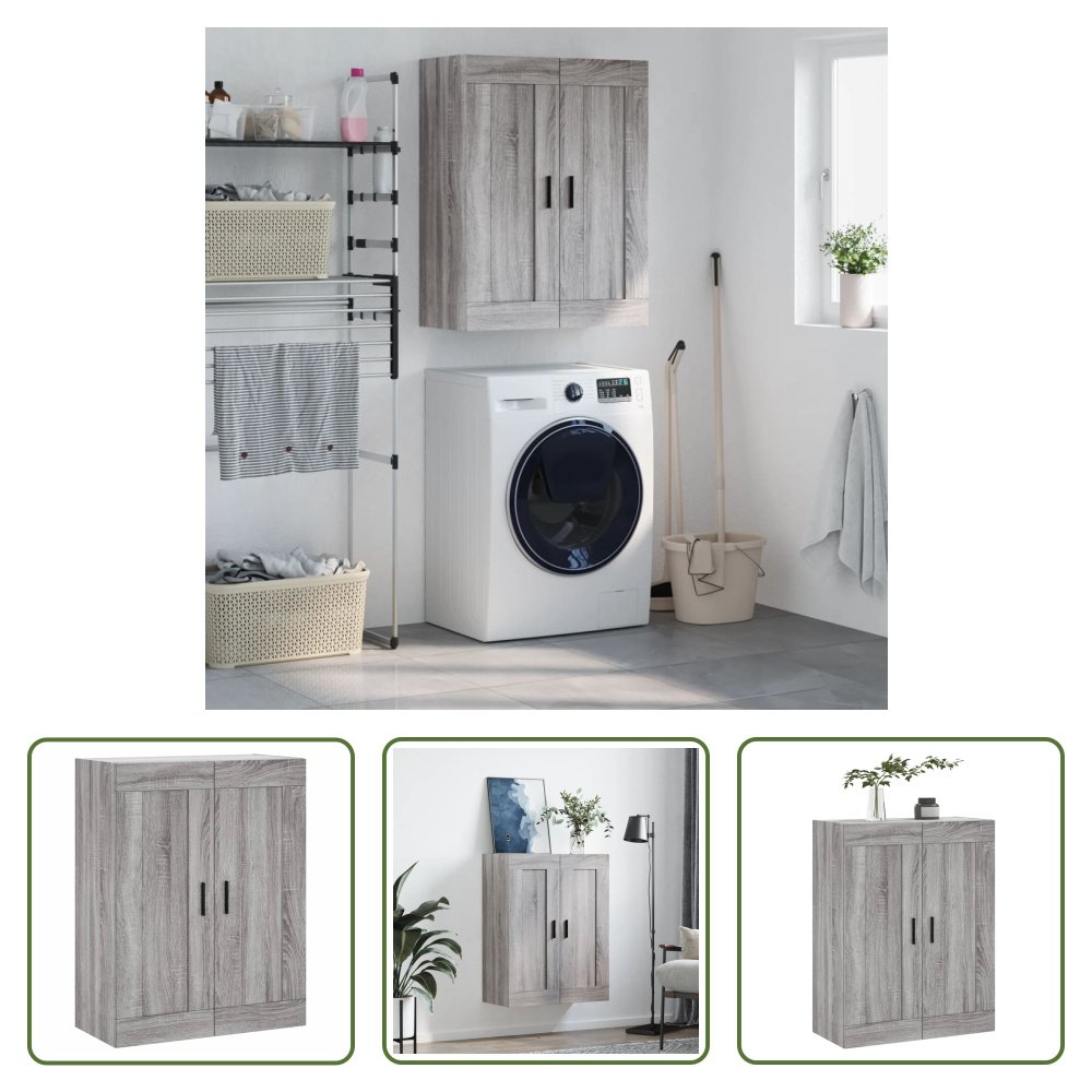 The Living Store Szafka ścienna Grey Sonoma 69,5x34x90 cm Materiał drewnopochodny