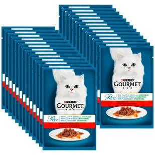 Purina Gourmet Perle Karma dla kotów mini fileciki w sosie z wołowiną i marchewką 26x85g - Mokra karma dla kotów - miniaturka - grafika 1