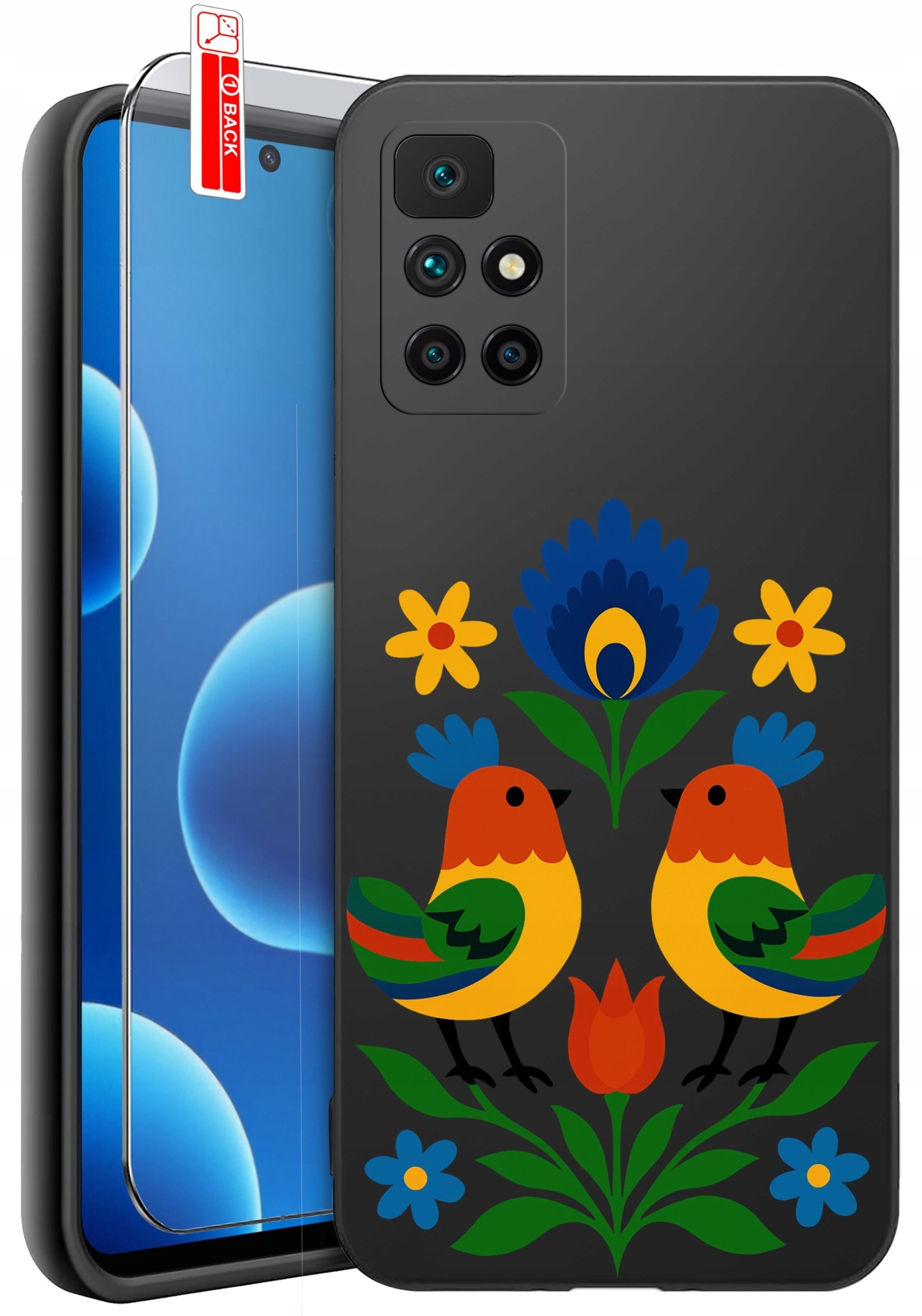 krainaGSM Etui Do Xiaomi Redmi 10 Wzory Silikonowe Matt Case + Szkło 9H
