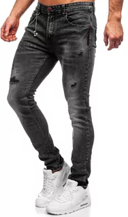 Spodnie męskie - Czarne jeansowe spodnie męskie slim fit Denley 60027W0 - grafika 1